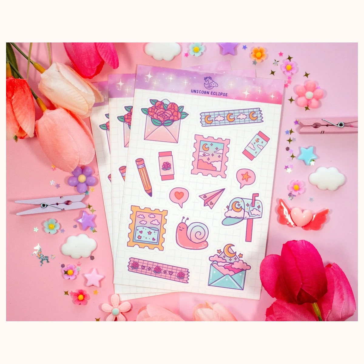 Penpal Snail Mail Aesthetic Matte Sticker Sheet view 2