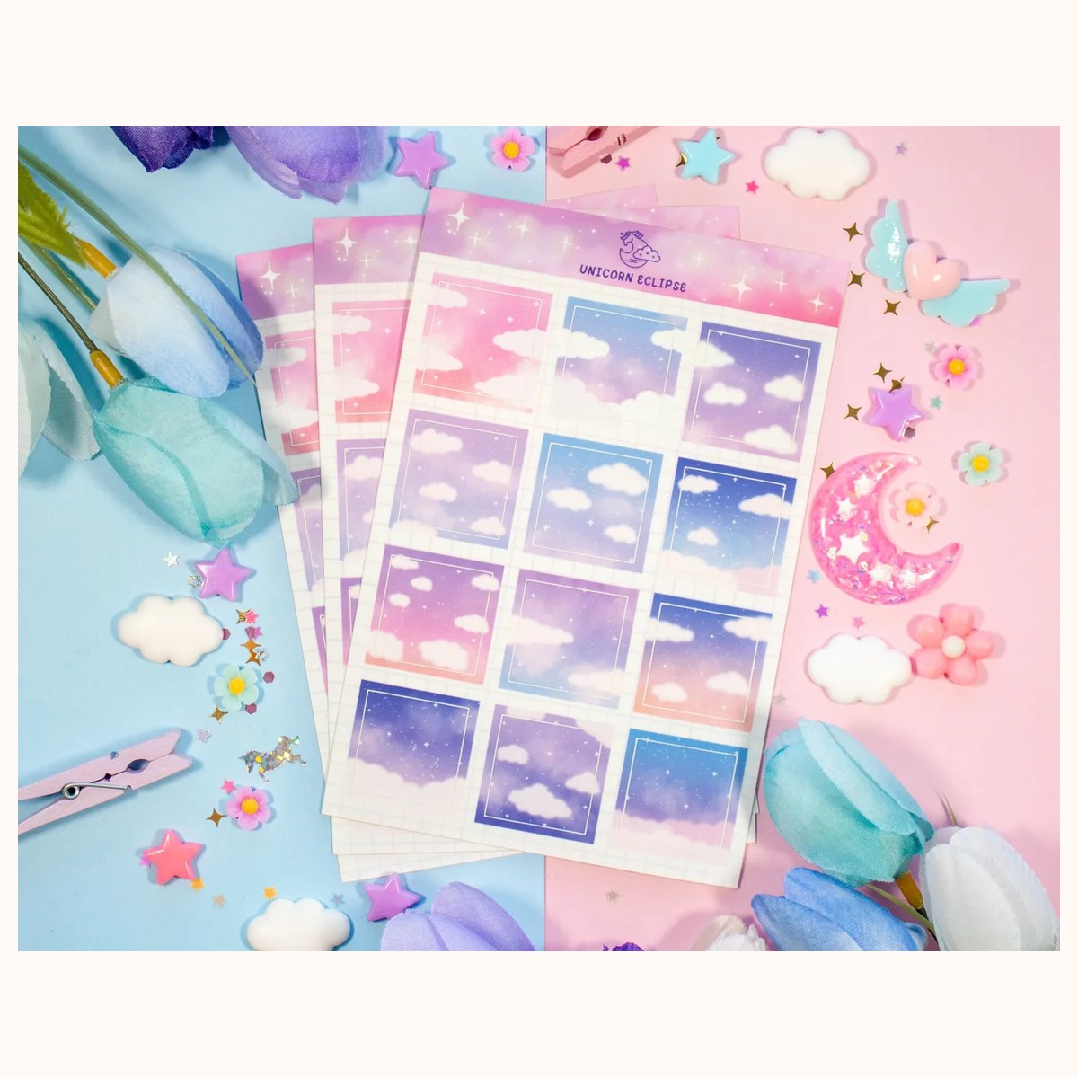 Cloudy Skies Aesthetic Sticker Sheet view 2