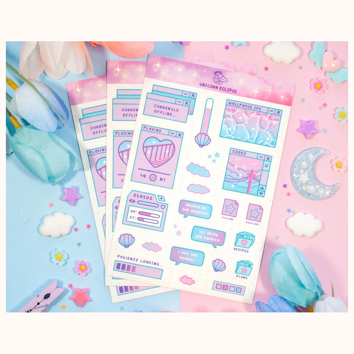 Blue Computer Sticker Sheet | Cute Stickers, Planner Stickers view 2