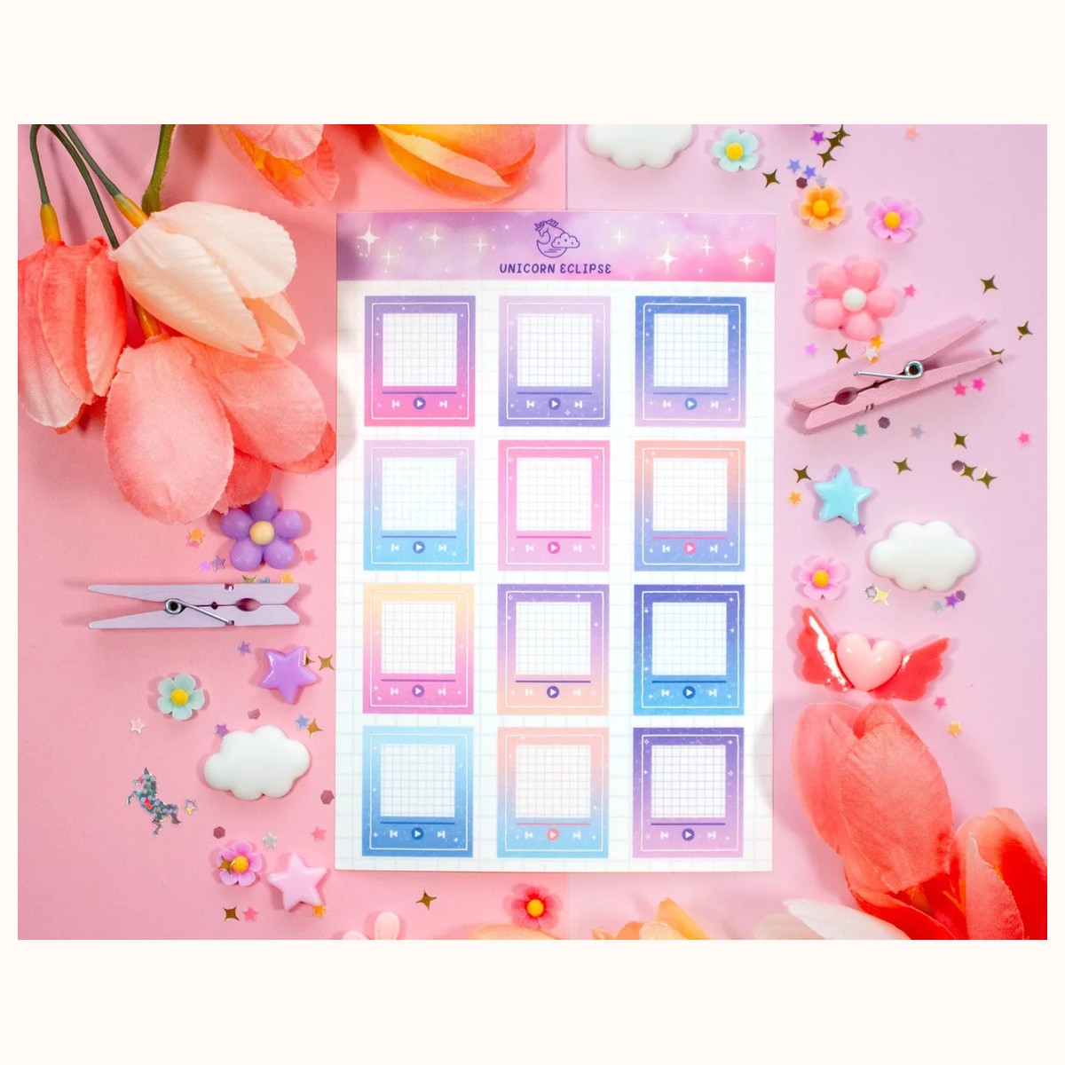 Music Player Gradient Sticker Sheet | Cute Stickers, Planner Stickers by Farouk Book Store