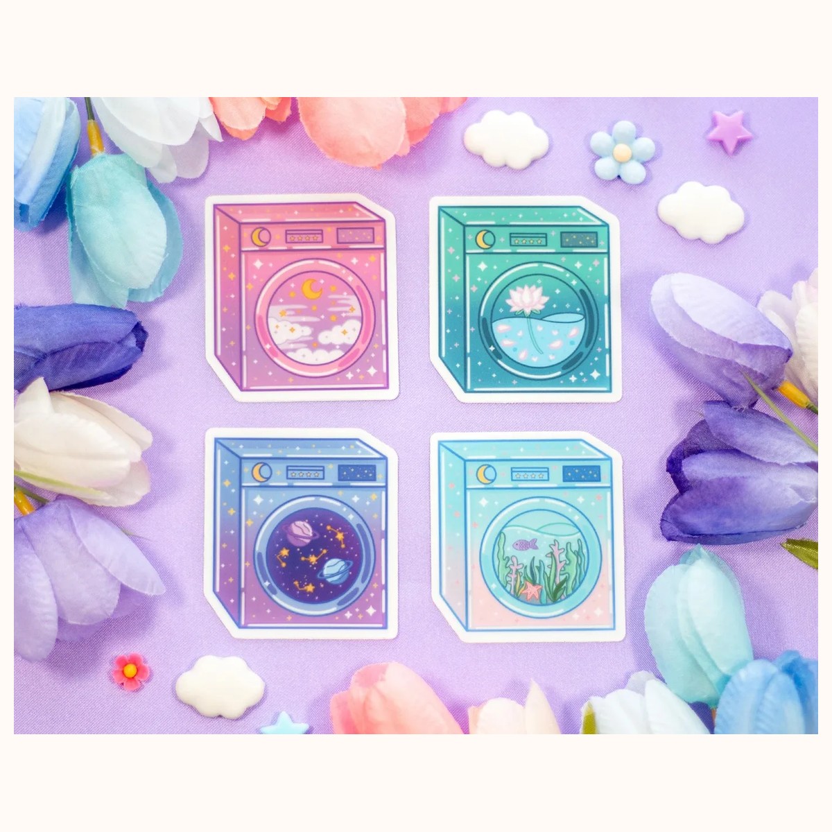 Laundry Machine Aesthetic Cute Vinyl Stickers by Farouk Book Store