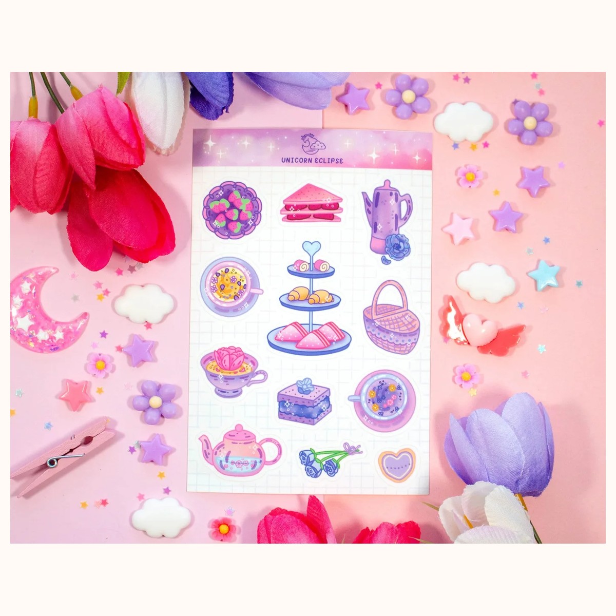 Tea Party Sticker Sheet | Planner Stickers, Kawaii Stickers by Farouk Book Store