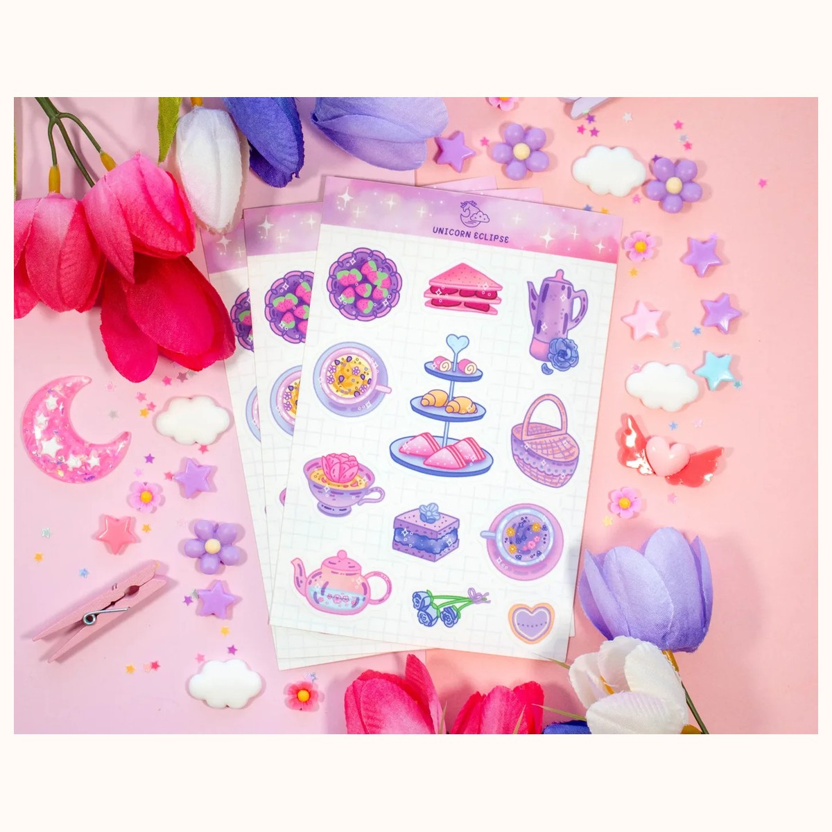 Tea Party Sticker Sheet | Planner Stickers, Kawaii Stickers view 2