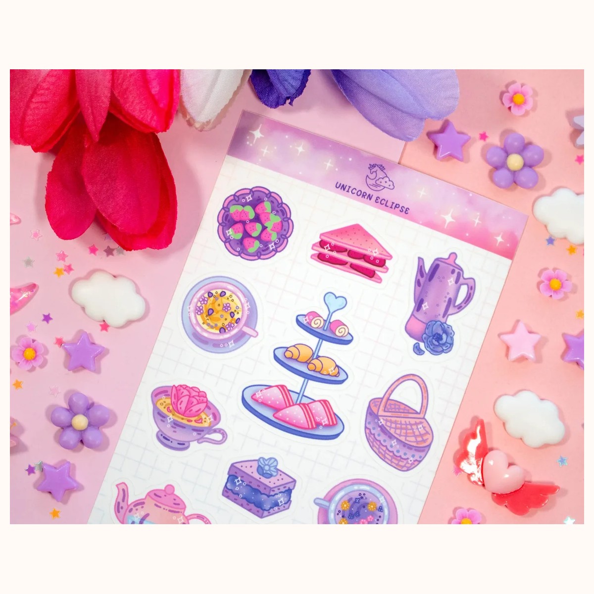 Tea Party Sticker Sheet | Planner Stickers, Kawaii Stickers view 3