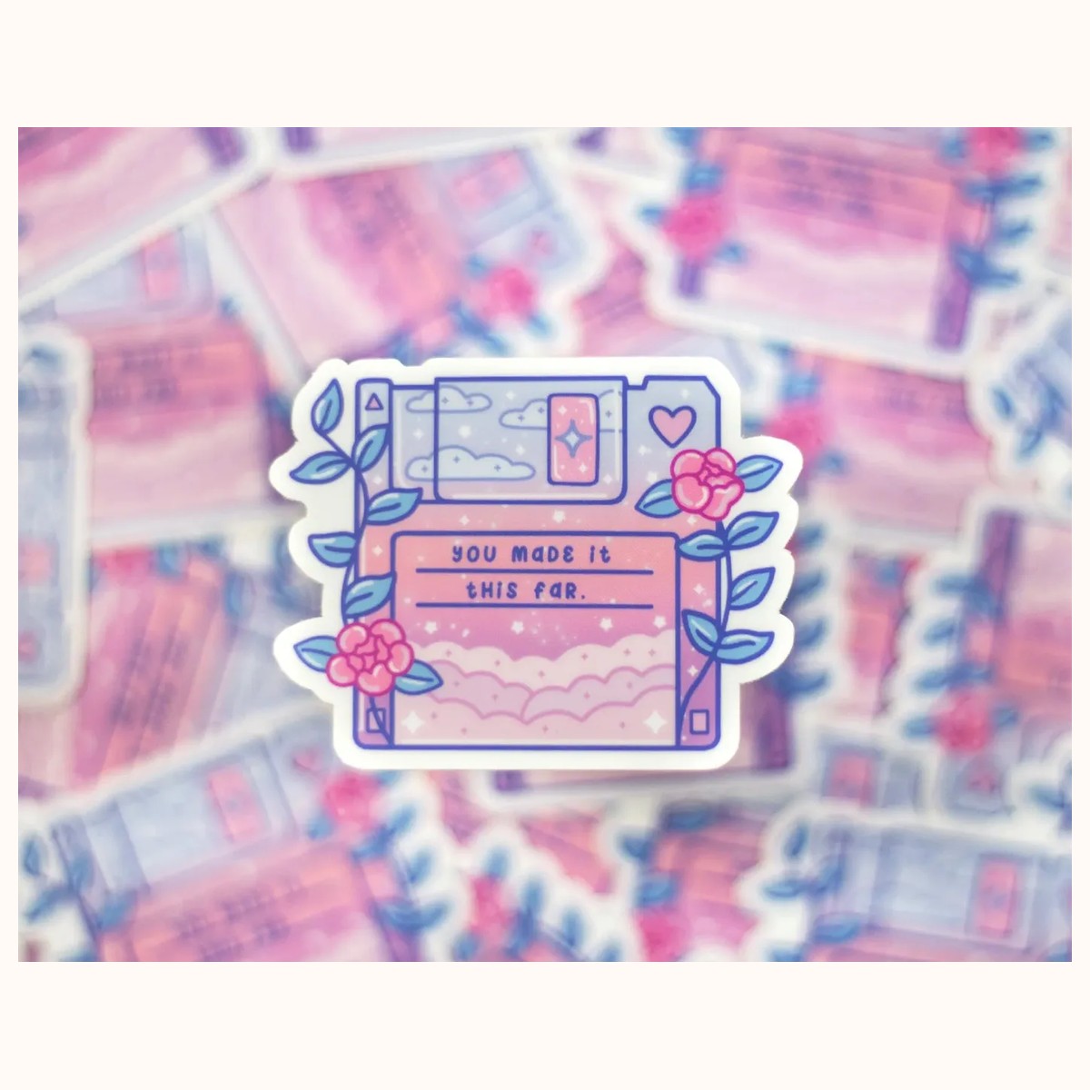 Floppy Disk Cute Vinyl Waterproof Sticker | Kawaii Aesthetic view 2