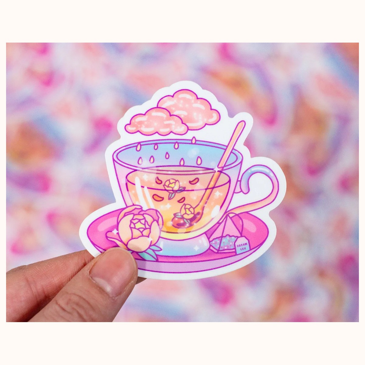 Teacup Cute Aesthetic Vinyl Sticker by Farouk Book Store