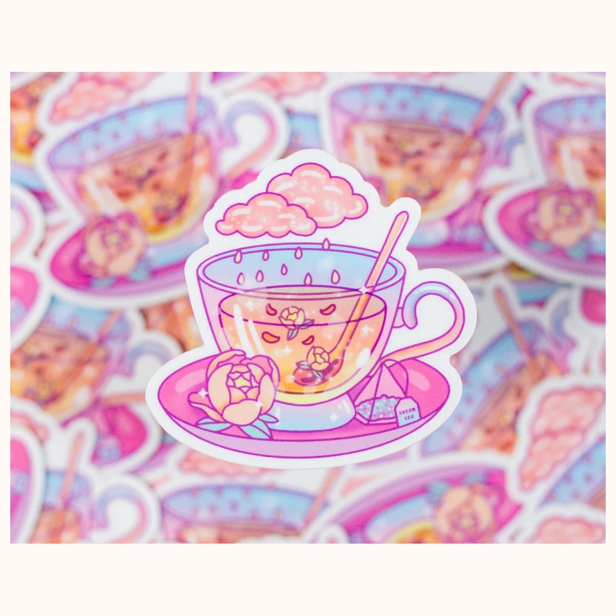 Teacup Cute Aesthetic Vinyl Sticker view 3