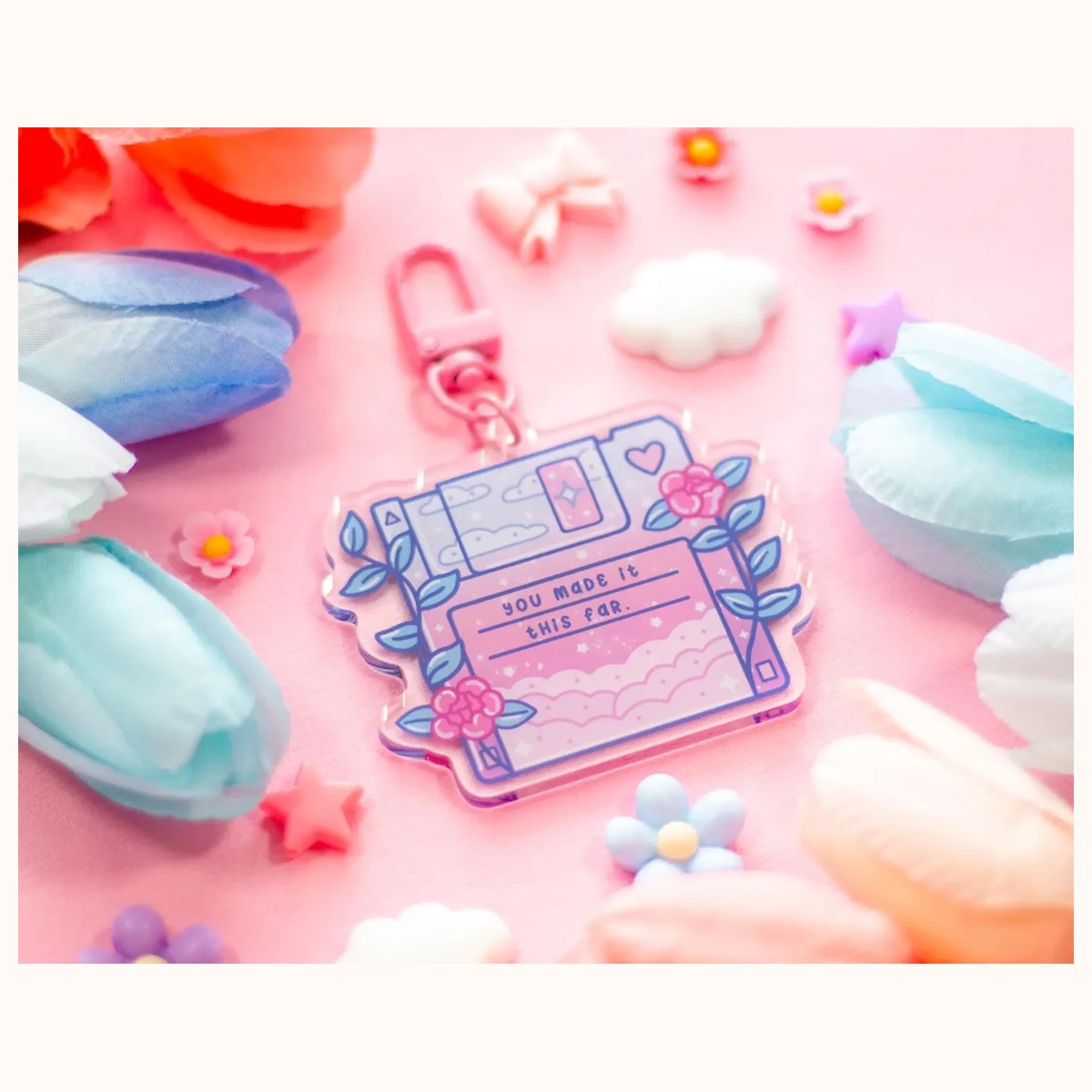 Floppy Disk Aesthetic Cute Acrylic Charm Keychain view 3