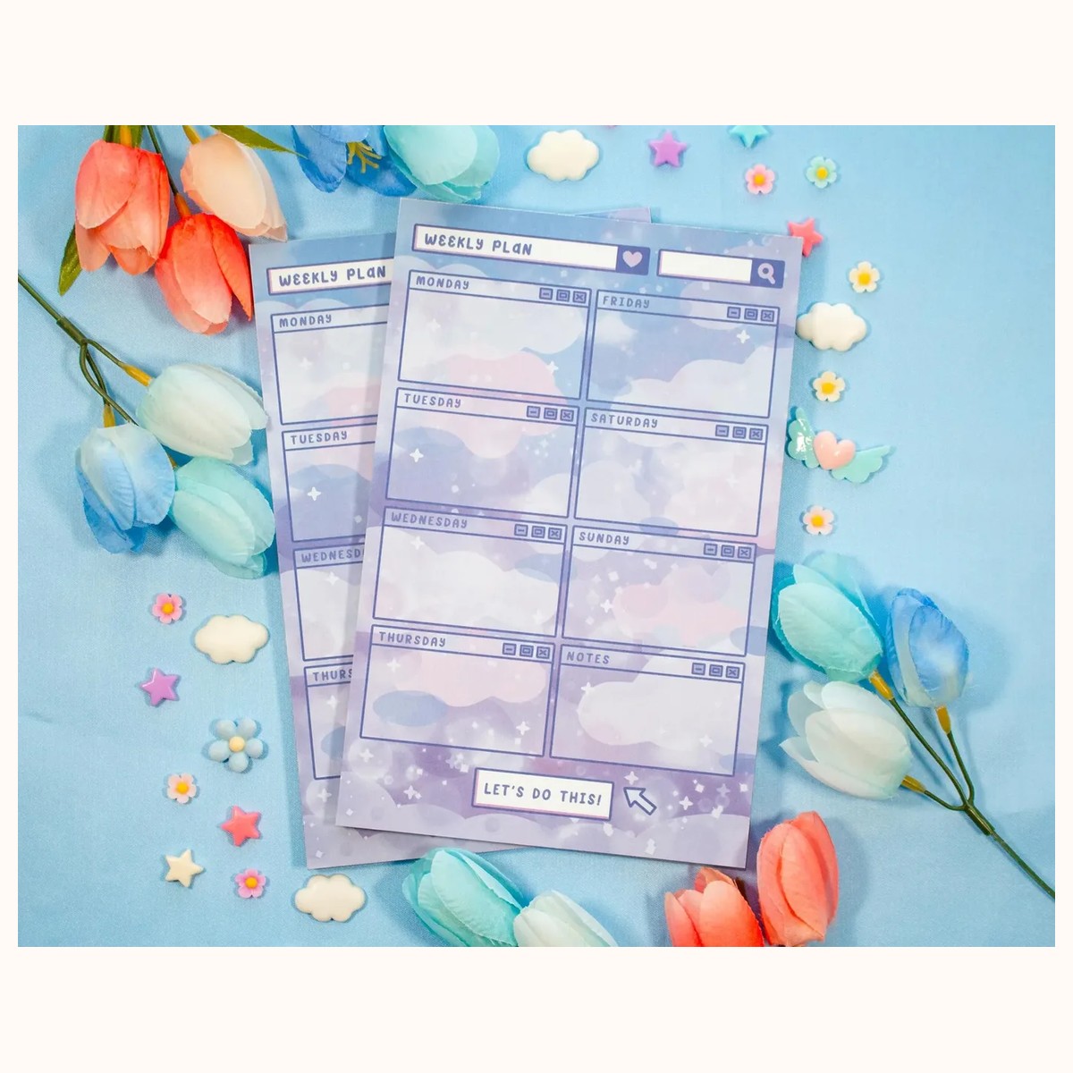 Blue Skies Weekly Planner Pad | Kawaii Art Aesthetic Stationery view 3