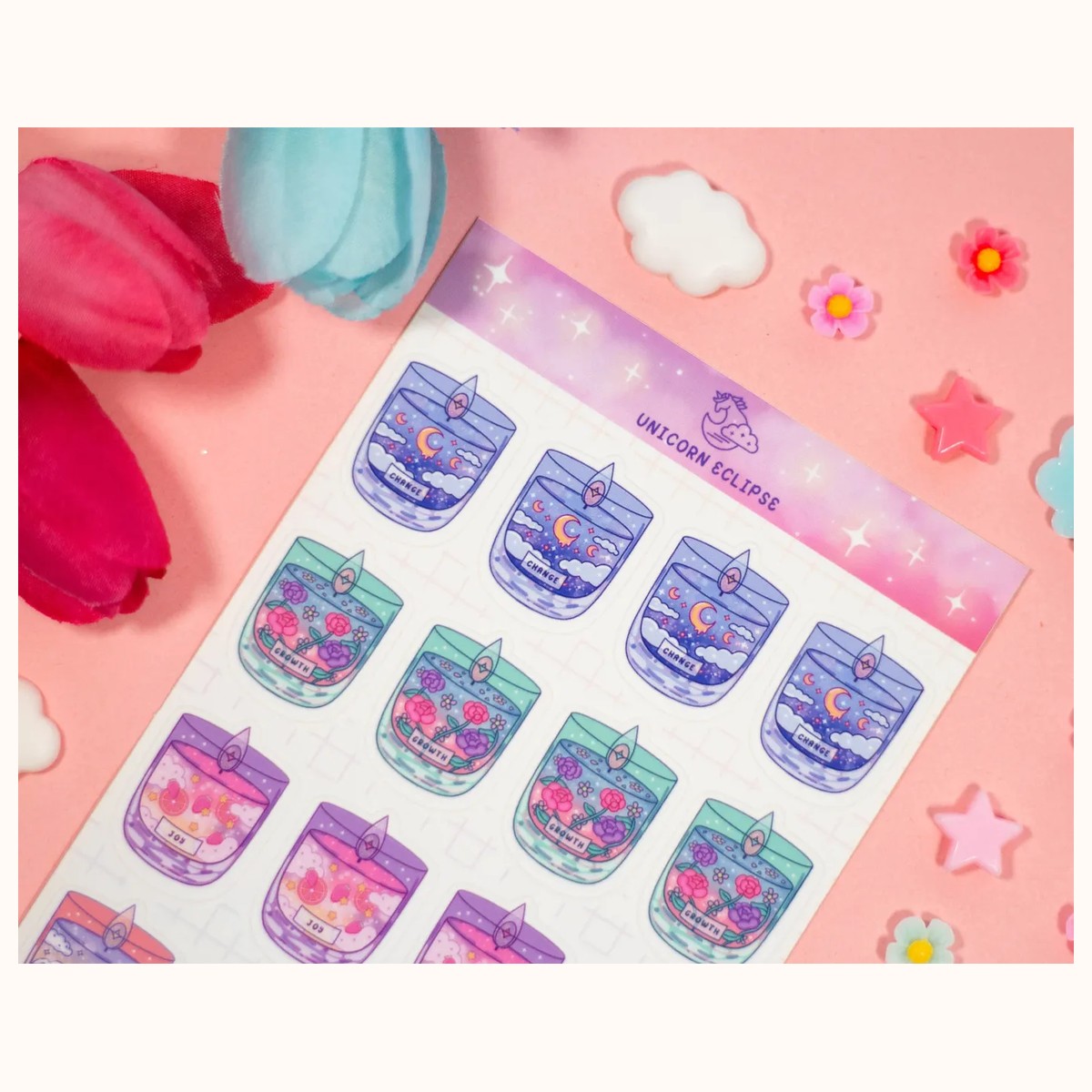 Affirmation Candles Aesthetic Cute Sticker Sheet view 2