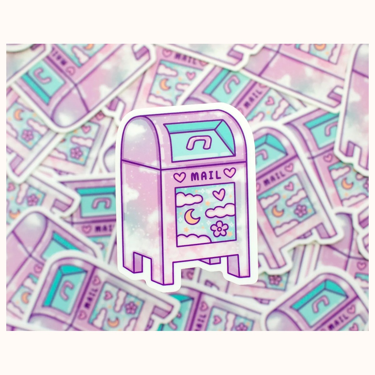 Mailbox Cute Aesthetic Vinyl Sticker | Valentines Day Stickers, Kawaii Stickers, Planner view 2