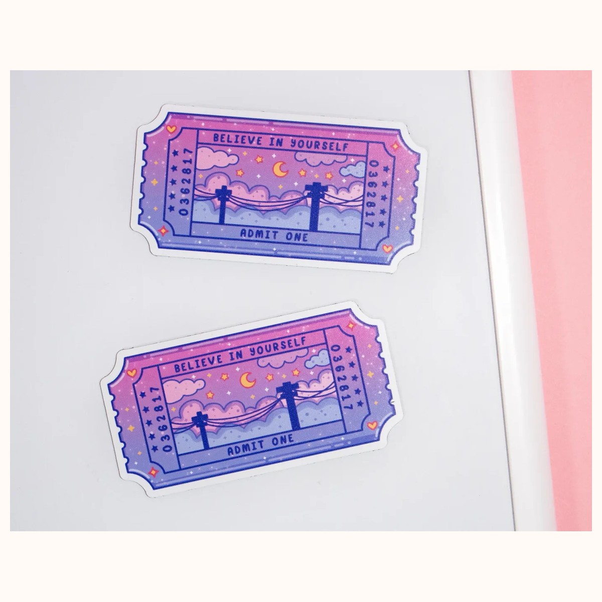 Ticket Aesthetic Cute Fridge Magnet view 3