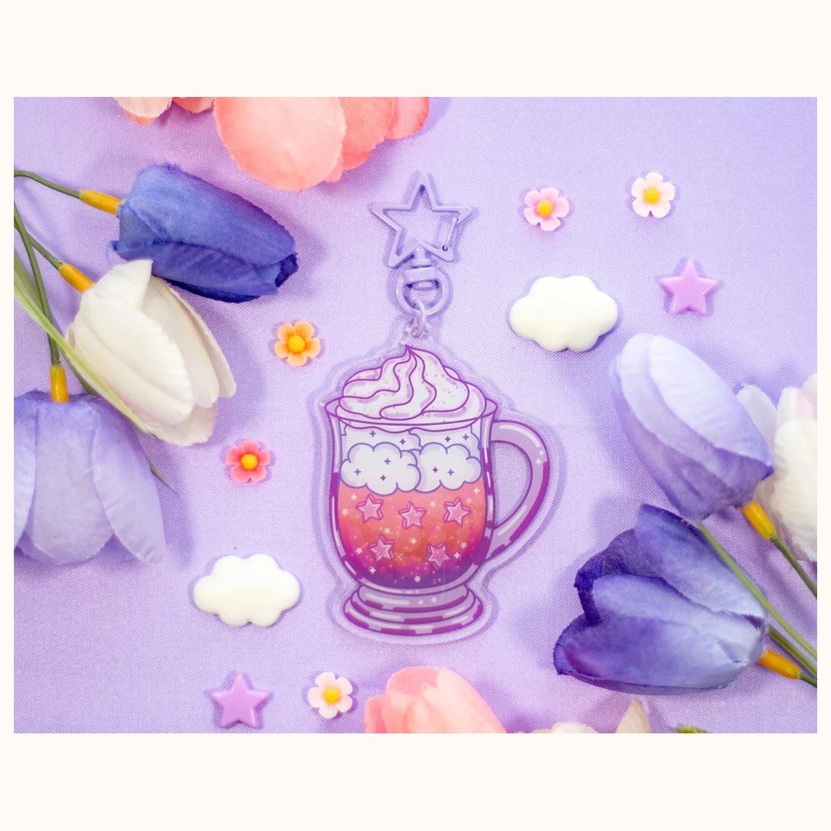Iced Coffee Aesthetic Cute Acrylic Charm Keychain by Farouk Book Store
