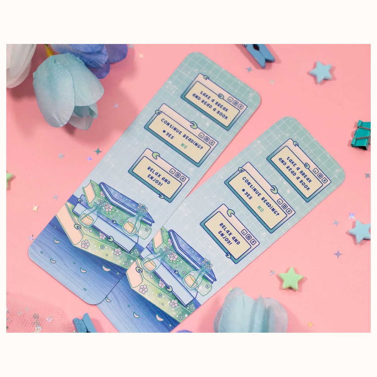 Stacked Books Cute Aesthetic Bookmark view 2