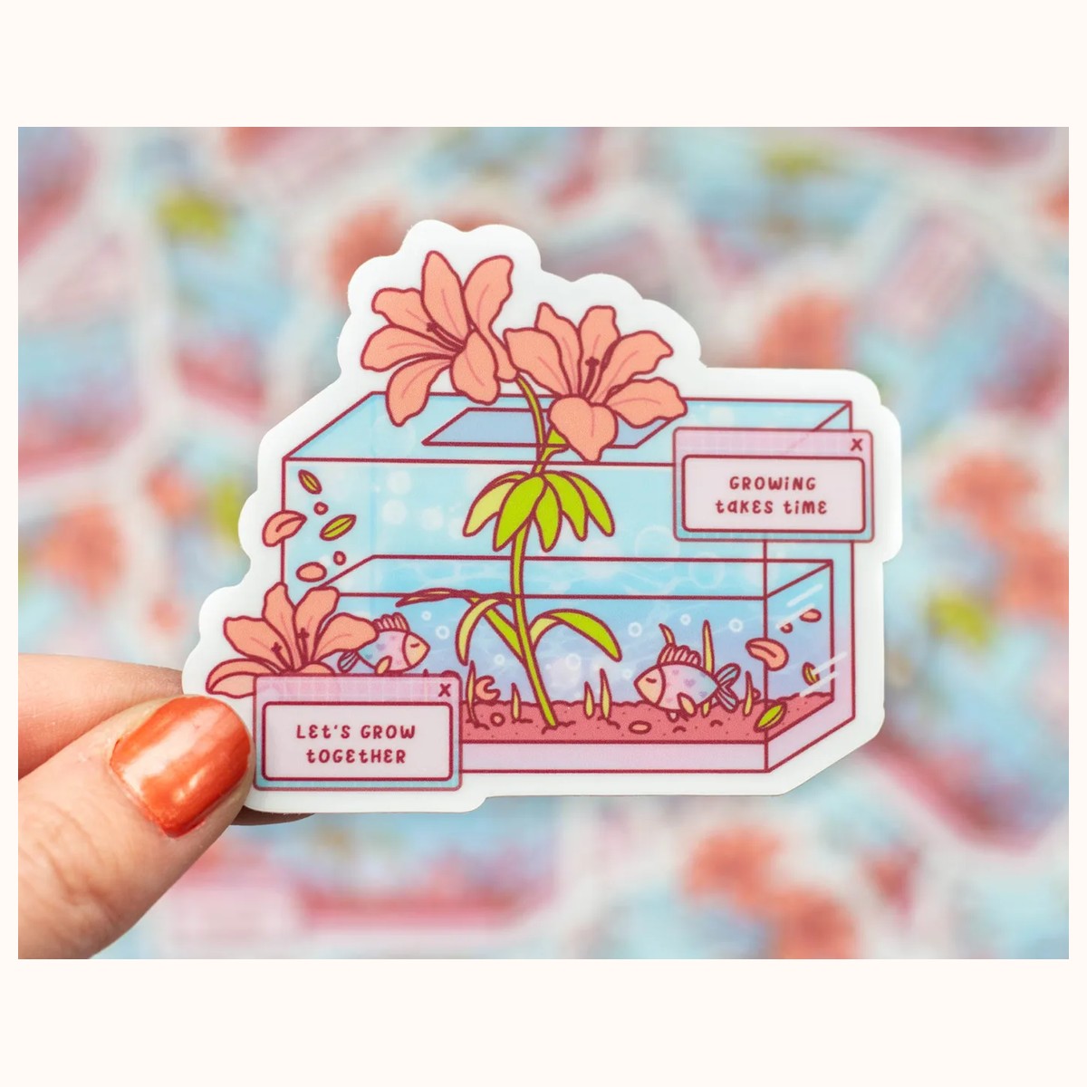 Fish Tank Cute Aesthetic Vinyl Sticker by Farouk Book Store