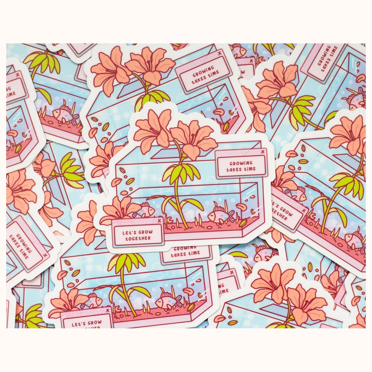 Fish Tank Cute Aesthetic Vinyl Sticker view 3