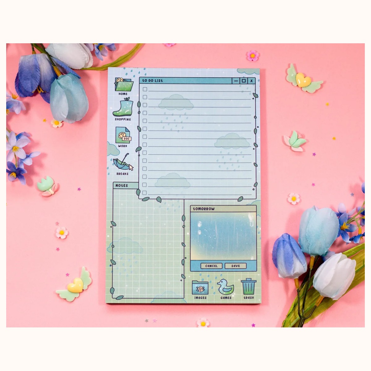 Rainy Daily Planner Pad | Kawaii Art Aesthetic Stationery by Farouk Book Store