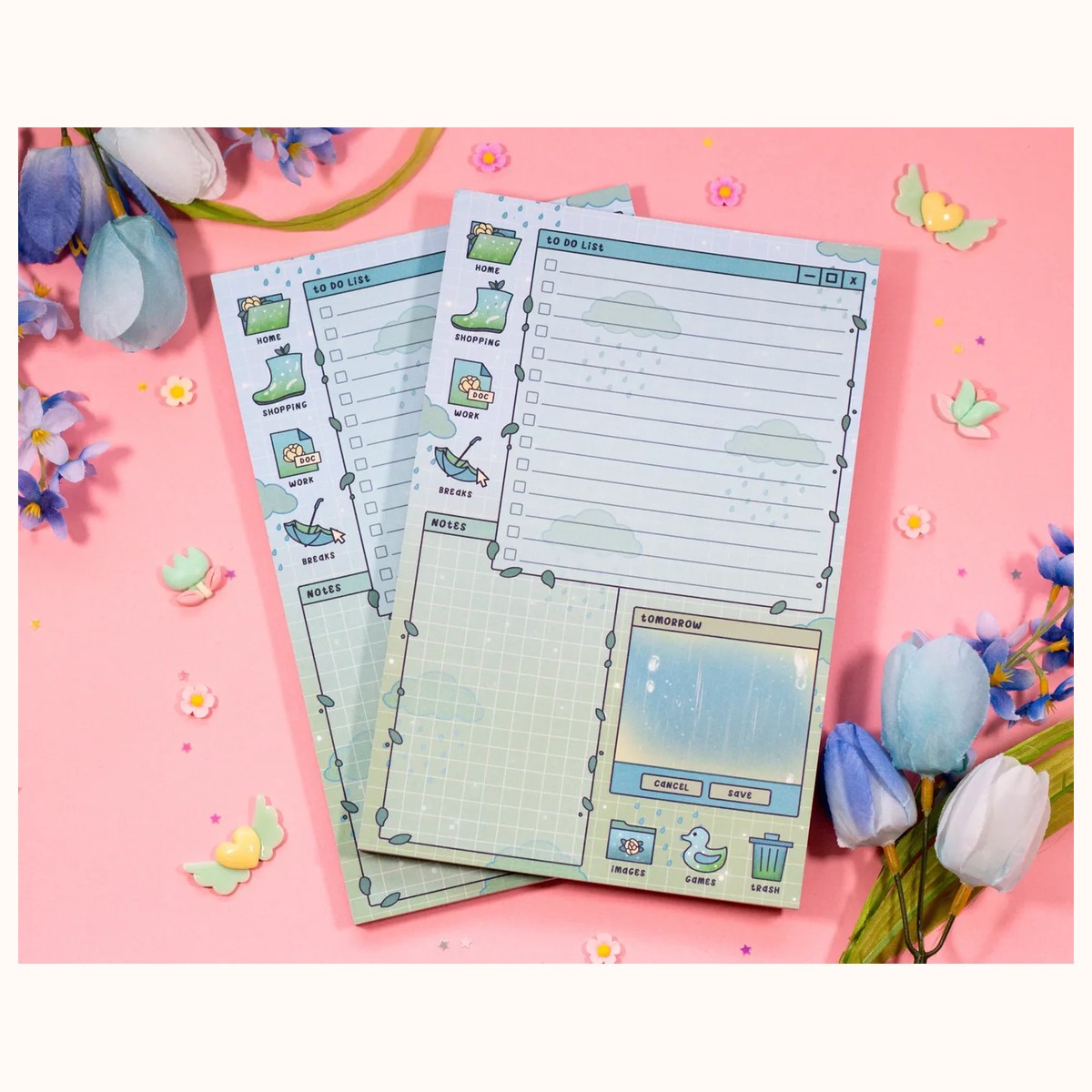 Rainy Daily Planner Pad | Kawaii Art Aesthetic Stationery view 3