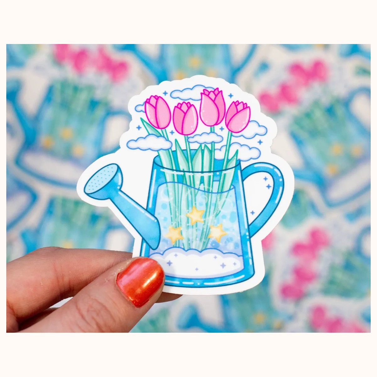 Watering Can Cute Aesthetic Vinyl Sticker by Farouk Book Store