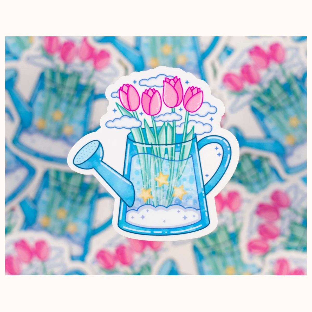 Watering Can Cute Aesthetic Vinyl Sticker view 2