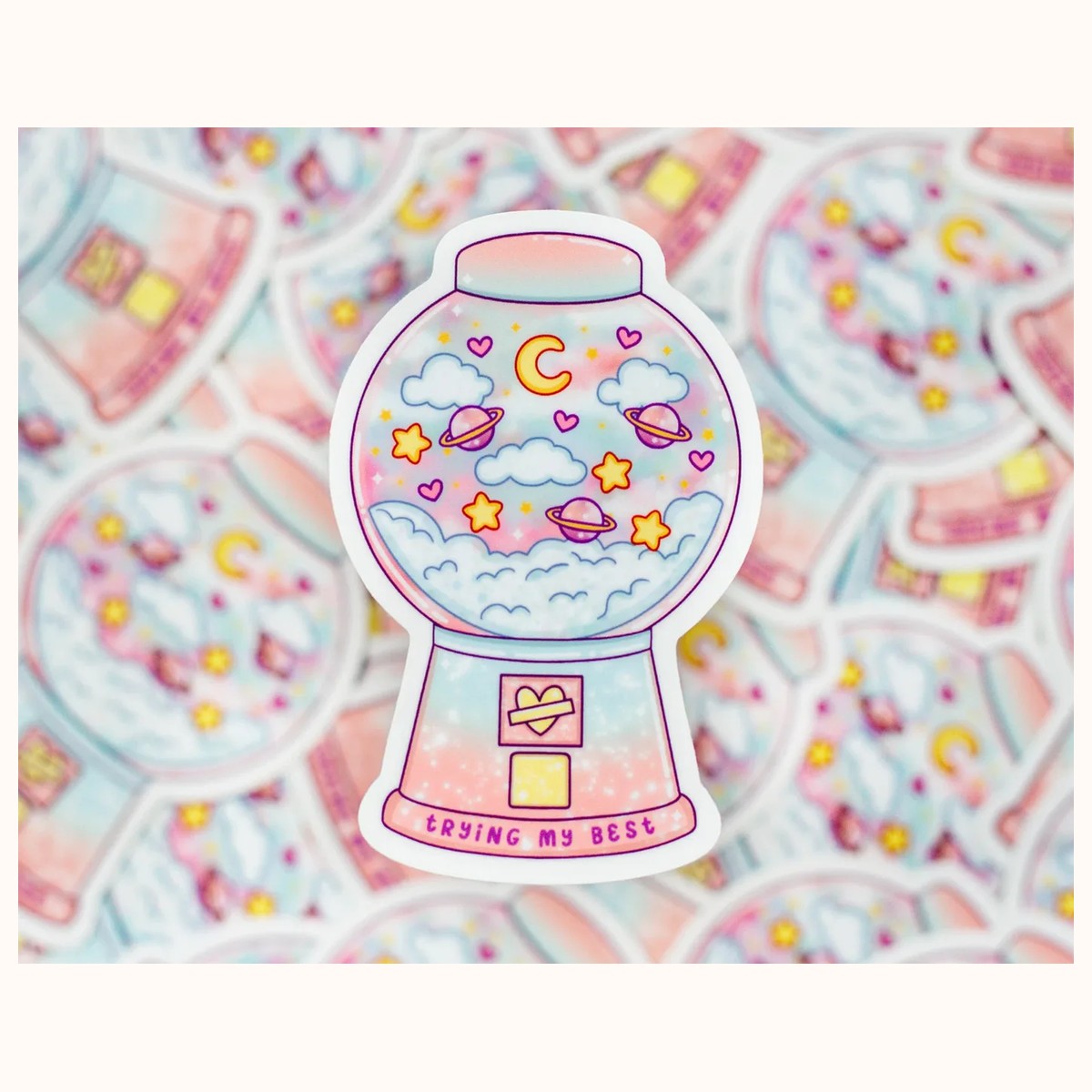 Gumball Machine Cute Vinyl Waterproof Sticker | Kawaii Aesthetic view 2
