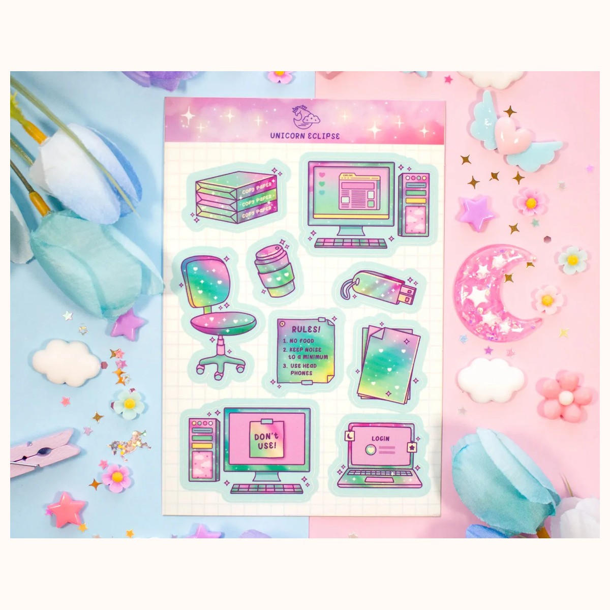 Computer Lab Aesthetic Sticker Sheet | Kawaii Stickers by Farouk Book Store