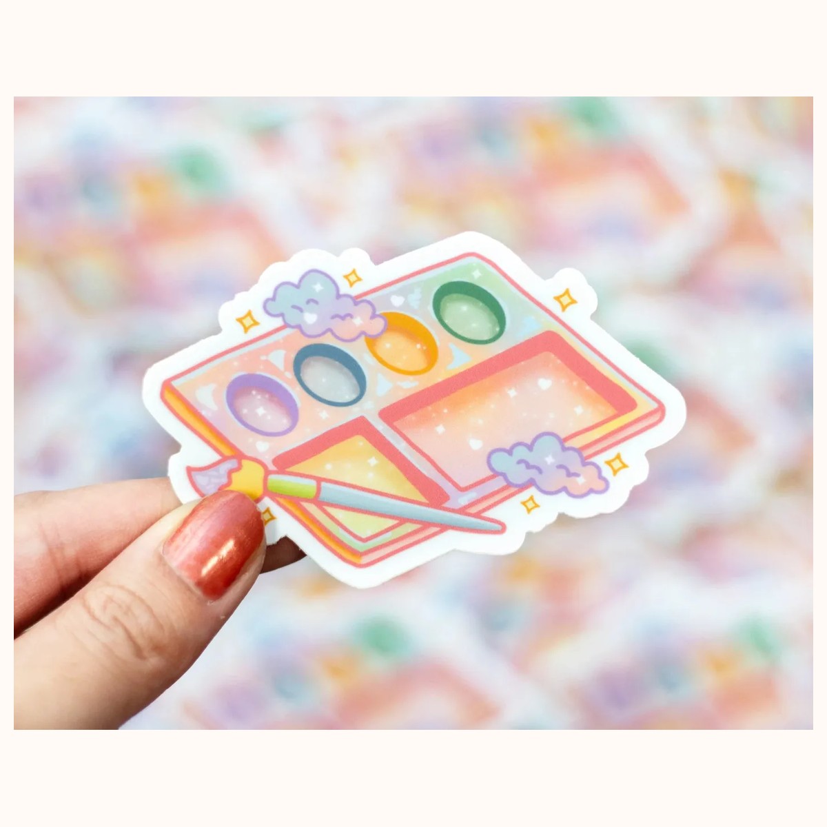 Paint Palette Cute Aesthetic Vinyl Sticker | Waterproof, Waterbottle, Kawaii Stickers by Farouk Book Store