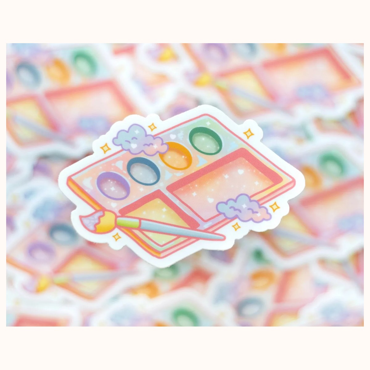 Paint Palette Cute Aesthetic Vinyl Sticker | Waterproof, Waterbottle, Kawaii Stickers view 2