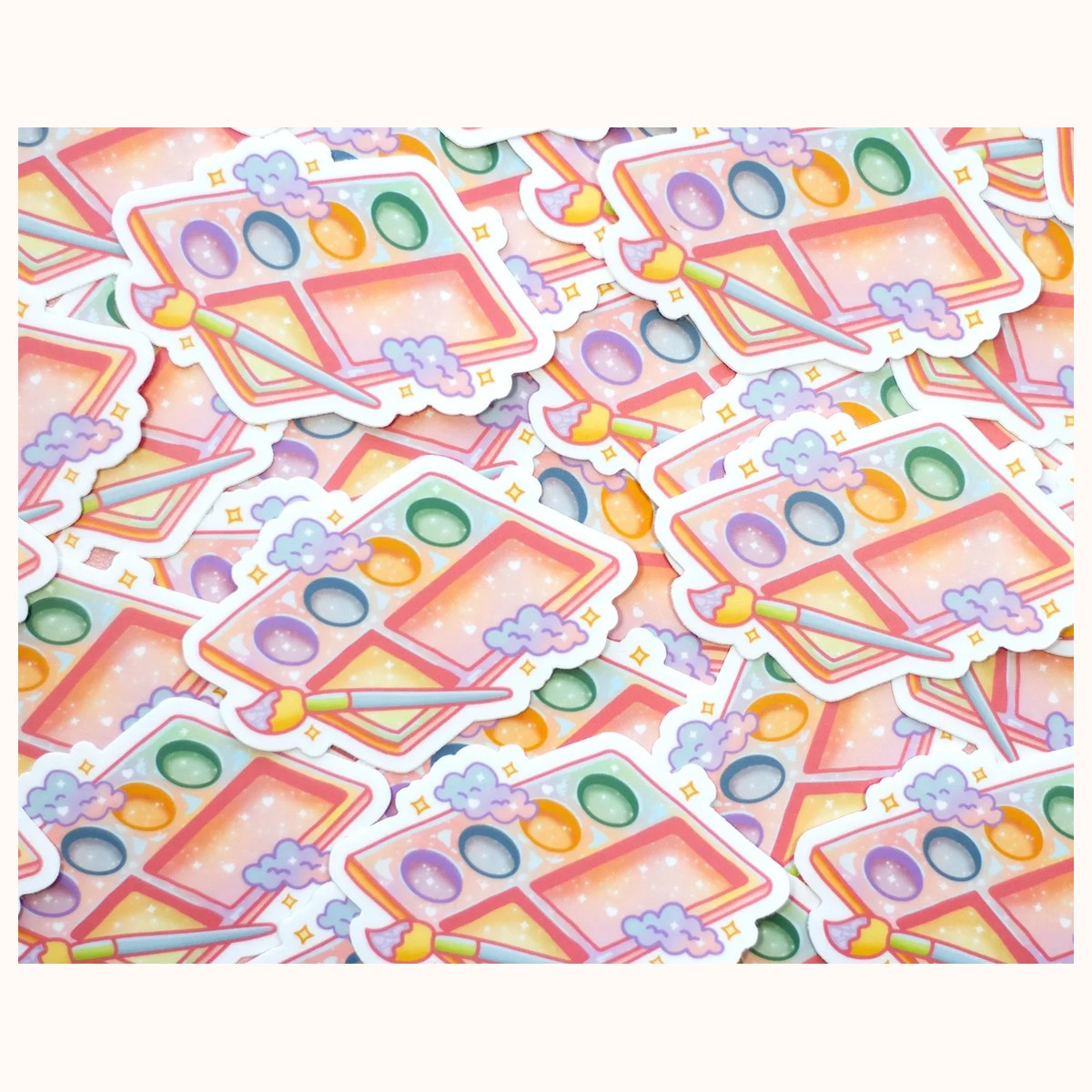 Paint Palette Cute Aesthetic Vinyl Sticker | Waterproof, Waterbottle, Kawaii Stickers view 3