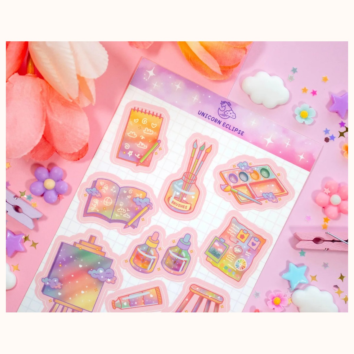 Art Room Aesthetic Sticker Sheet | Planner Stickers, Kawaii Stickers view 2
