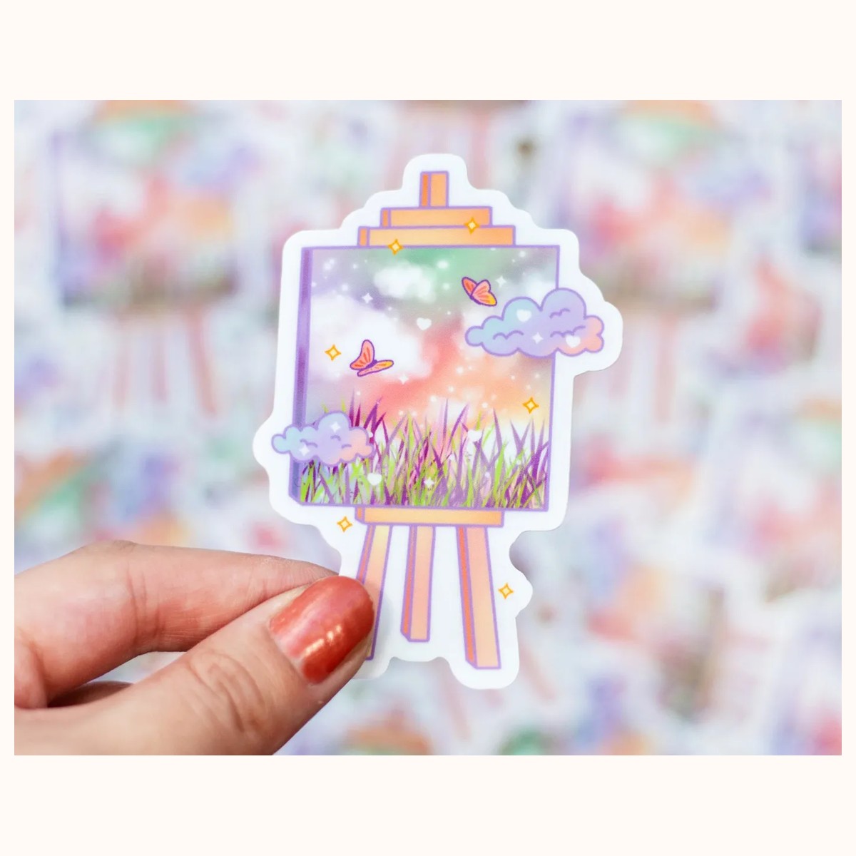 Painting Canvas Easel Vinyl Waterproof Sticker | Kawaii Aesthetic, stickers from Farouk Book Store