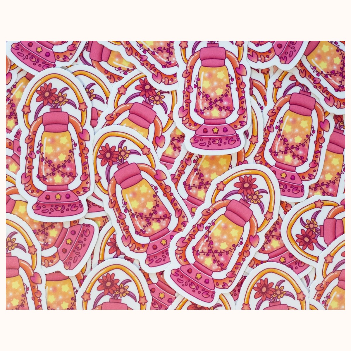 Lantern Autumn Fall Cozy Cute Vinyl Waterproof Sticker | Kawaii Aesthetic view 3