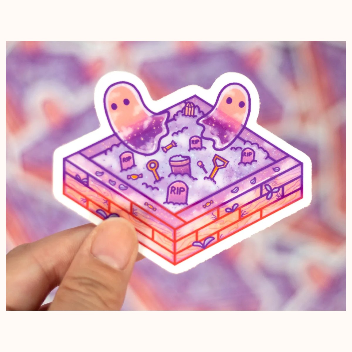 Spooky Sandbox Halloween Cute Kawaii Vinyl Sticker - Waterproof, Matte, stickers from Farouk Book Store