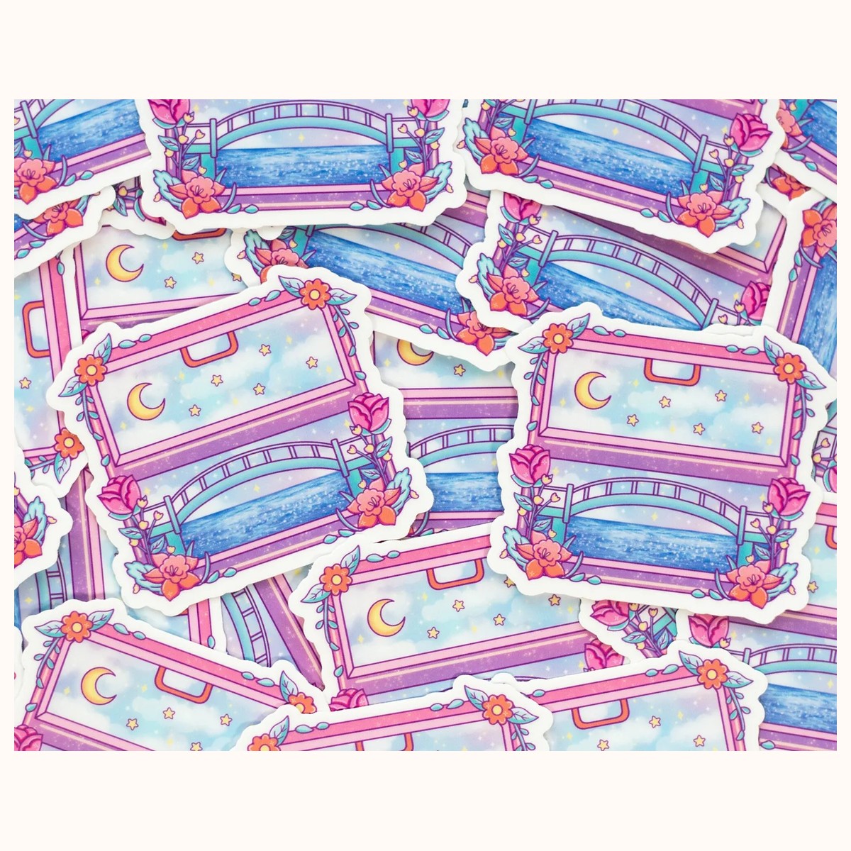 Train Window Vinyl Waterproof Sticker | Cute Kawaii Dreamy Aesthetic Laptop Decal view 2