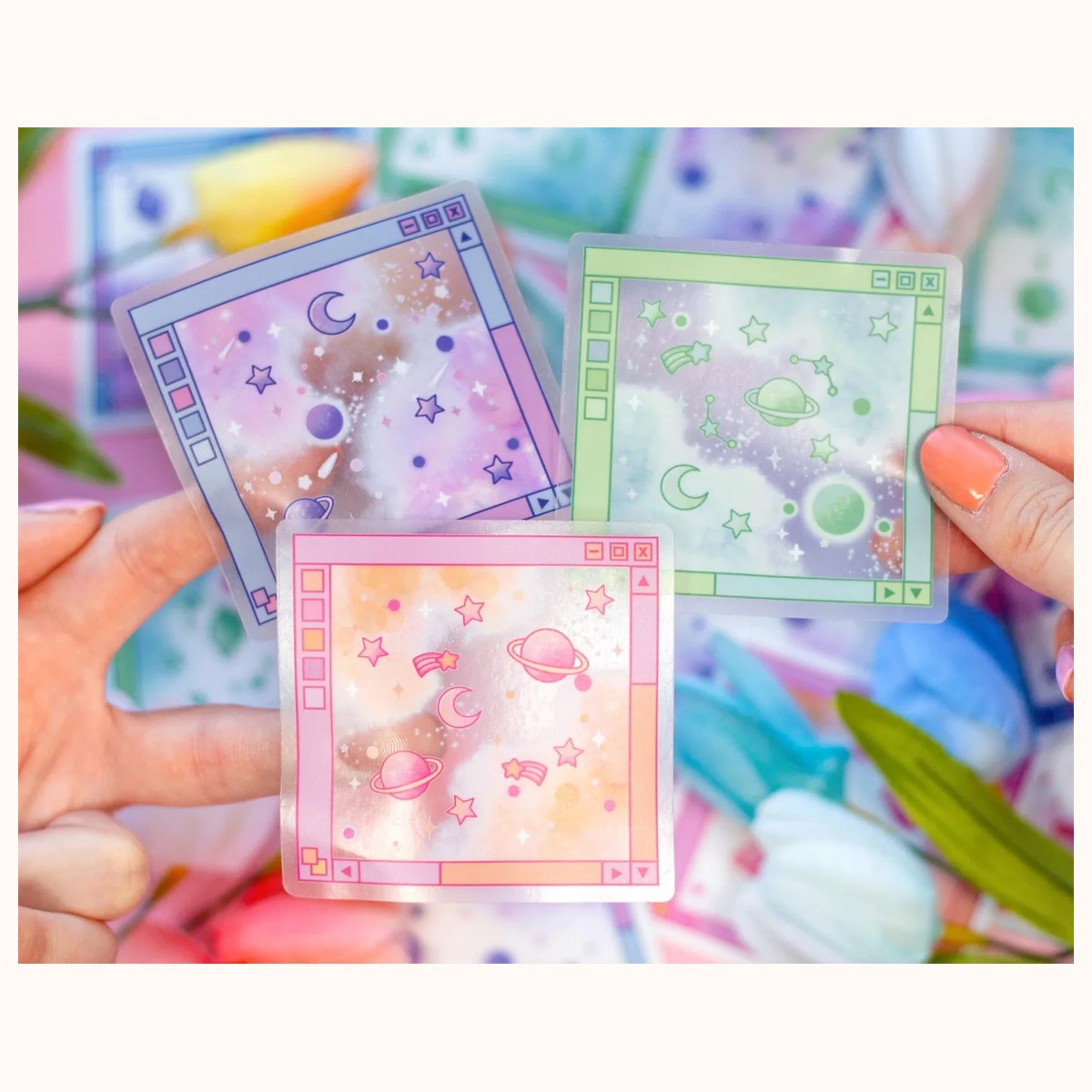 Galaxy Window Clear Vinyl Waterproof Sticker | Kawaii Space Aesthetic Laptop Decal, stickers from Farouk Book Store