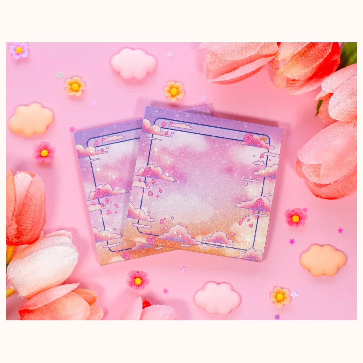 Rose Sky Sticky Notes | Kawaii Dreamy Aesthetic Cute Stationery by Farouk Book Store