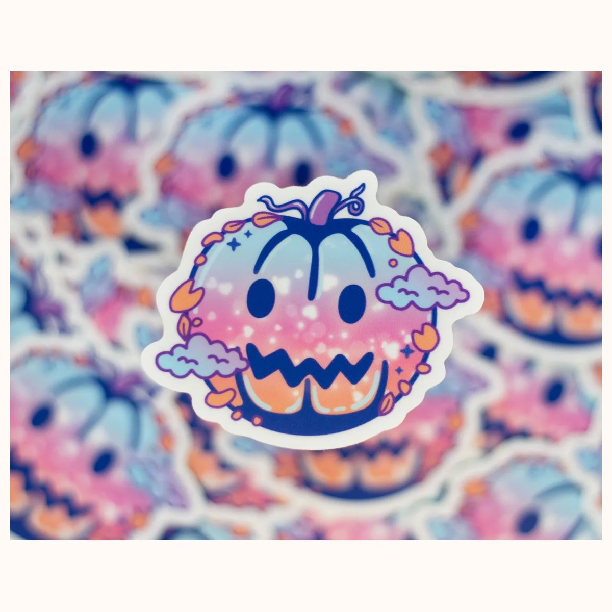 Pumpkin Vinyl Sticker | Cute Aesthetic Spooky Halloween Stickers, Kawaii Stickers, Waterproof, stickers from Farouk Book Store