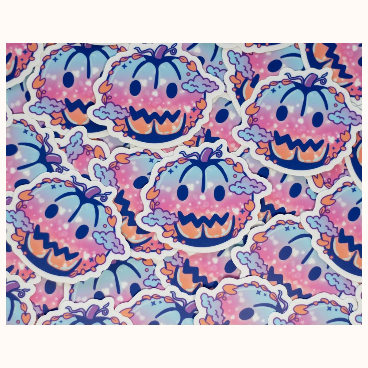 Pumpkin Vinyl Sticker | Cute Aesthetic Spooky Halloween Stickers, Kawaii Stickers, Waterproof view 2