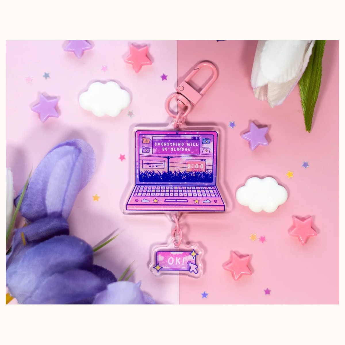 Laptop Linked Keychain | Aesthetic Cute Acrylic Charm by Farouk Book Store