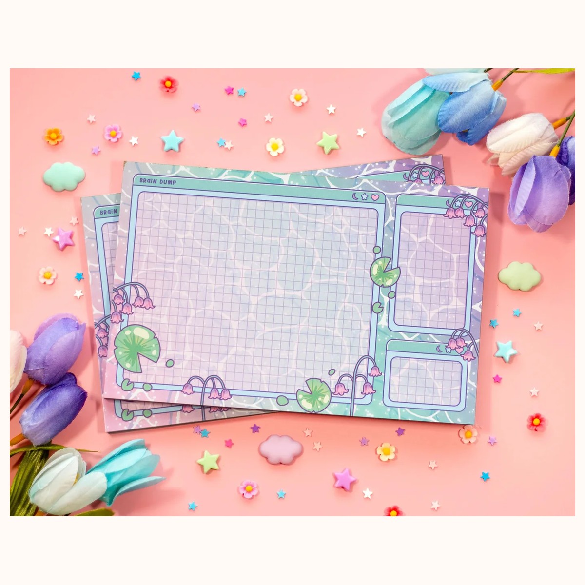 Lily Pad Brain Dump Planner Pad | Kawaii Art Cute Aesthetic Stationery Office Supplies Gift view 3