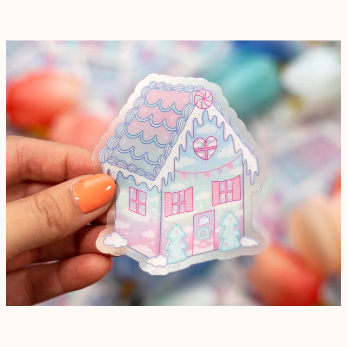 Gingerbread House CLEAR Sticker | Christmas Holiday Cute Aesthetic Waterproof Vinyl, stickers from Farouk Book Store