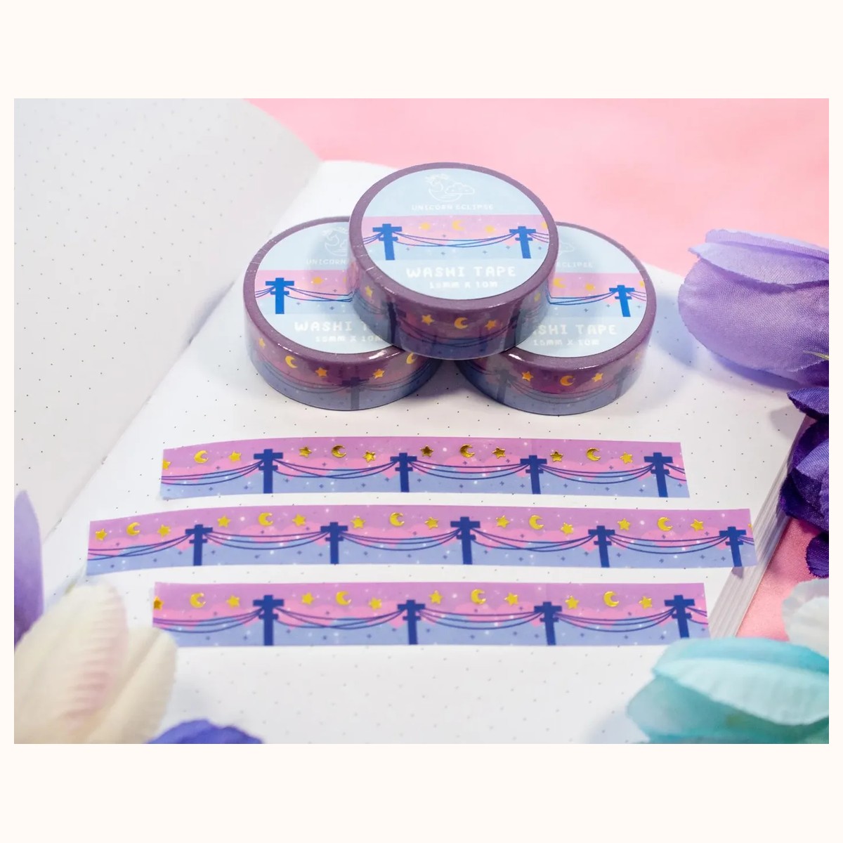 Powerlines Gold Foil Washi Tape | Aesthetic Kawaii Cute Stationery view 3