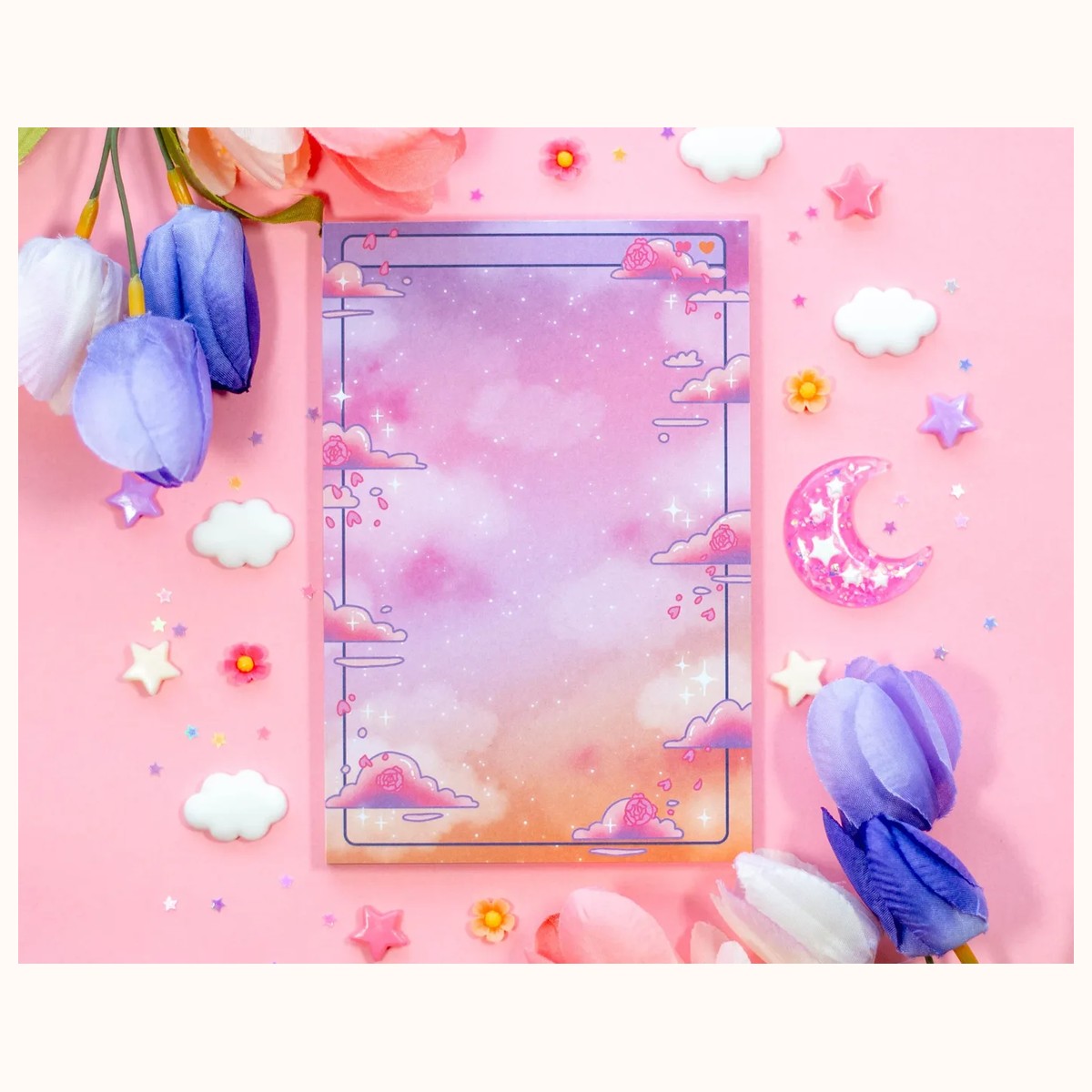 Rose Sky Aesthetic Cute Memo Notepad by Farouk Book Store