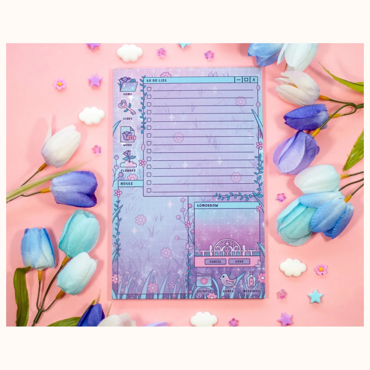 Secret Garden Daily Planner Pad | Dreamy Floral Cute Kawaii Art Aesthetic Stationery Note Pad by Farouk Book Store