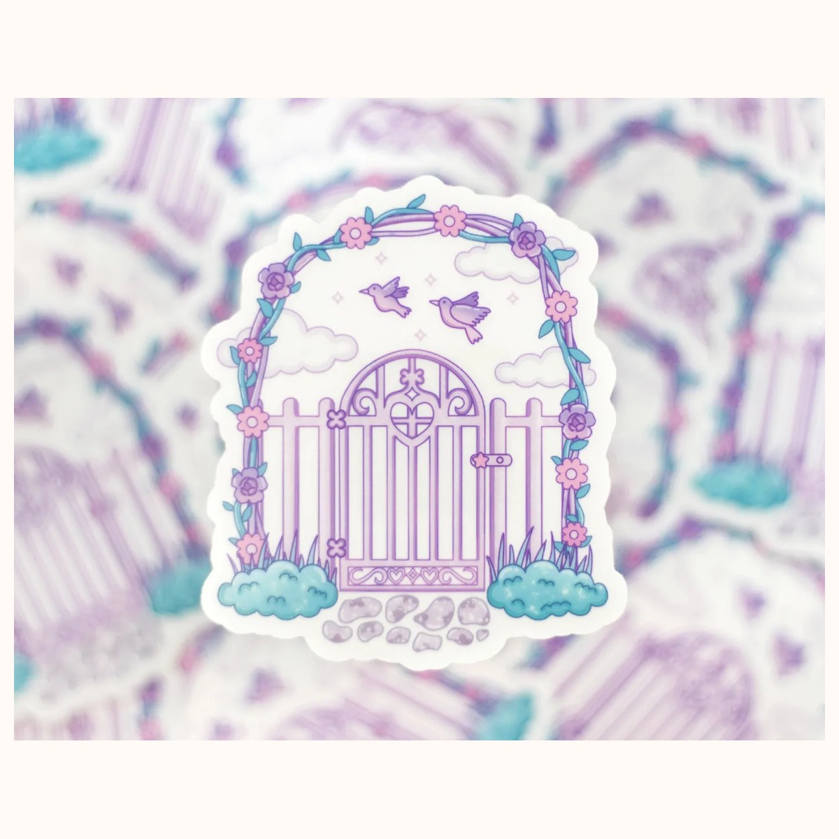 Secret Garden Gate Vinyl CLEAR Sticker | Cute Aesthetic Waterproof Durable Laptop Sticker view 2