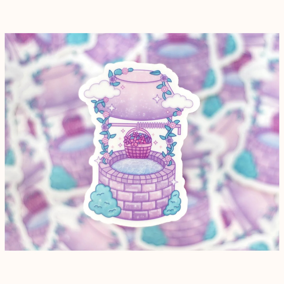 Secret Garden Wishing Well Vinyl CLEAR Sticker | Cute Aesthetic Waterproof Durable Laptop Sticker view 2