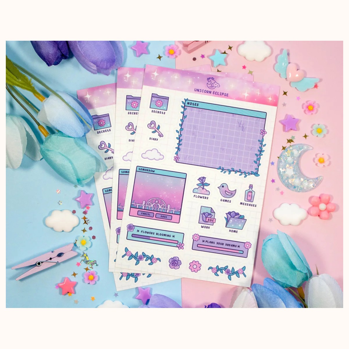 Secret Garden Aesthetic Cute Sticker Sheet | Planner Stickers, Decorative Stickers, Sticker Sheet view 2