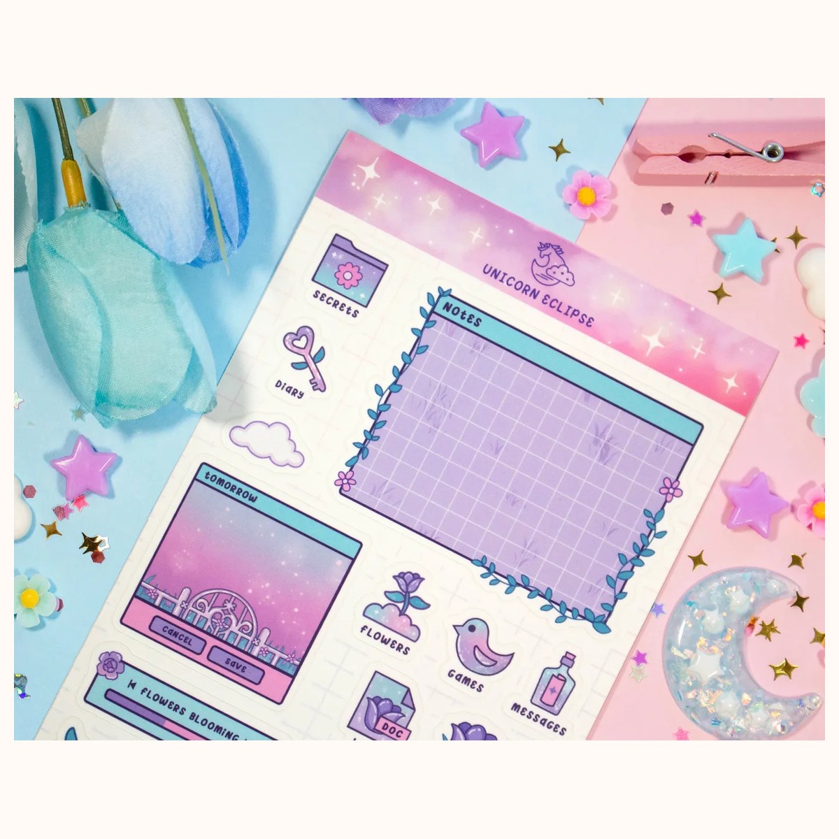 Secret Garden Aesthetic Cute Sticker Sheet | Planner Stickers, Decorative Stickers, Sticker Sheet view 3