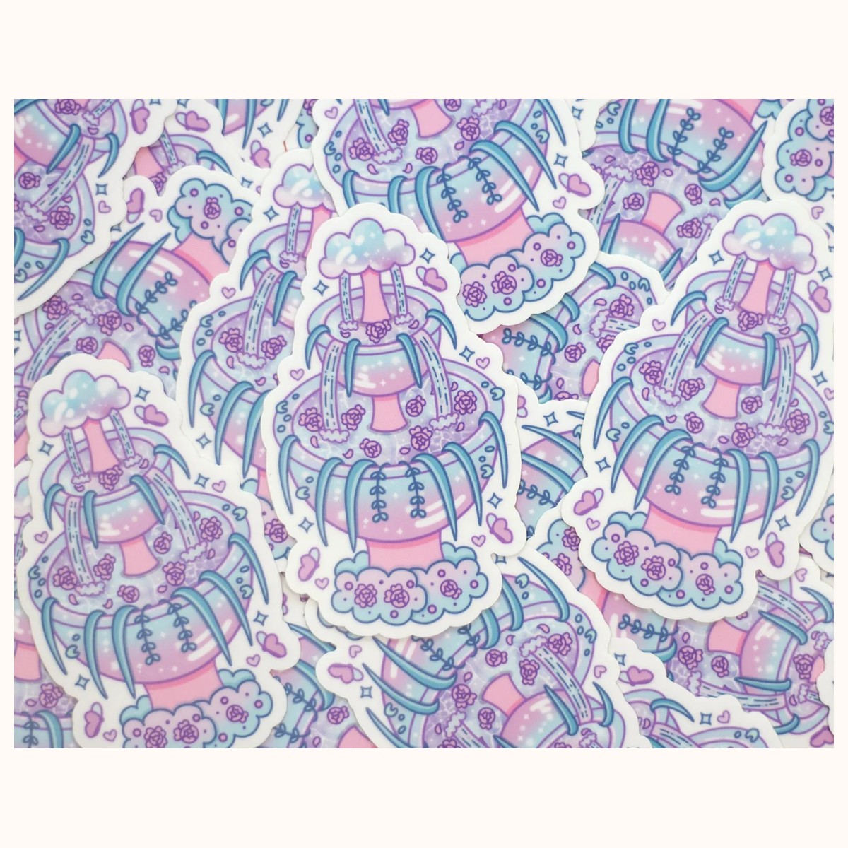 Secret Garden Water Fountain Vinyl Sticker | Cute Aesthetic Waterproof Durable Laptop Sticker view 2