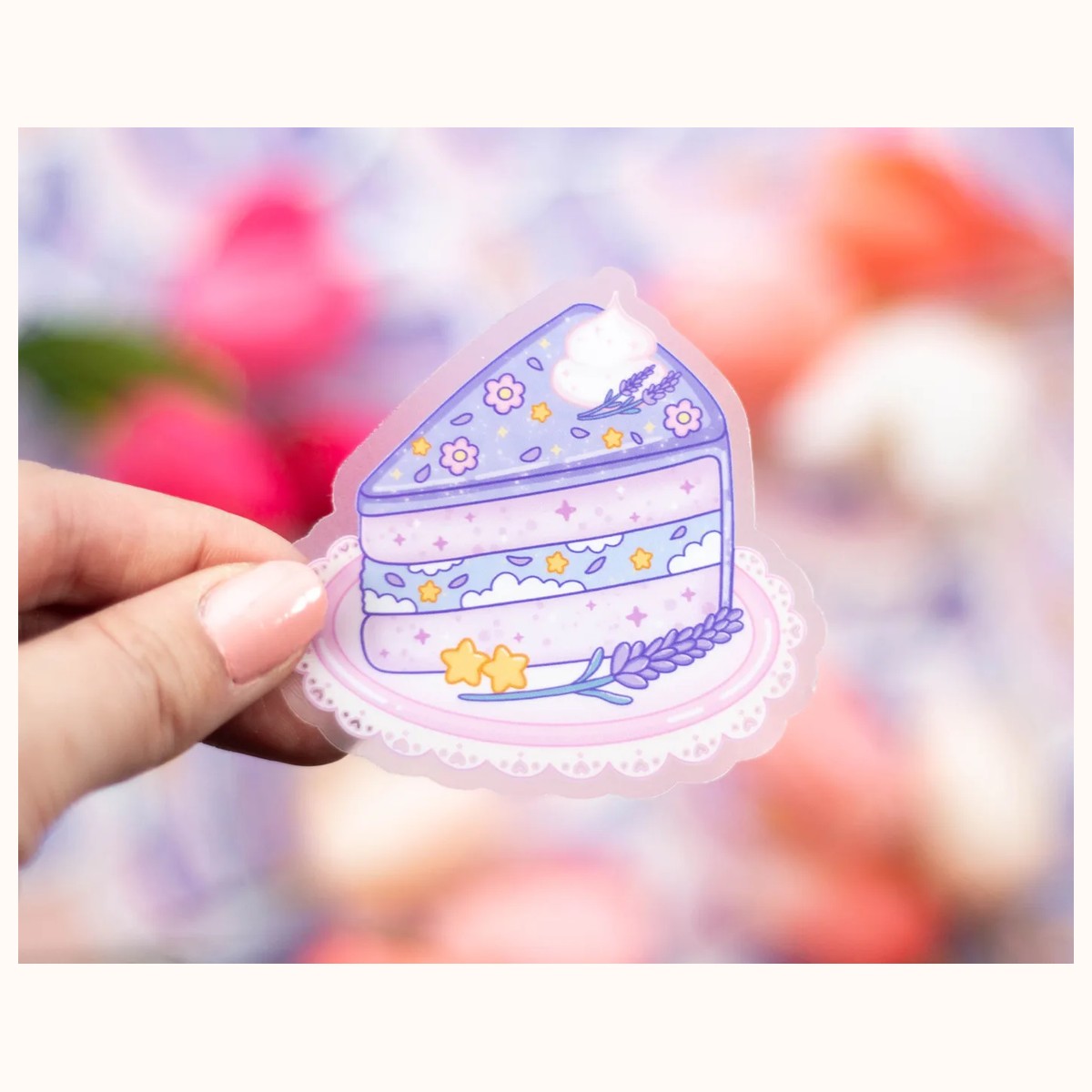 Lavender Cake Vinyl CLEAR Sticker | Cute Aesthetic Waterproof Durable Laptop Sticker, stickers from Farouk Book Store
